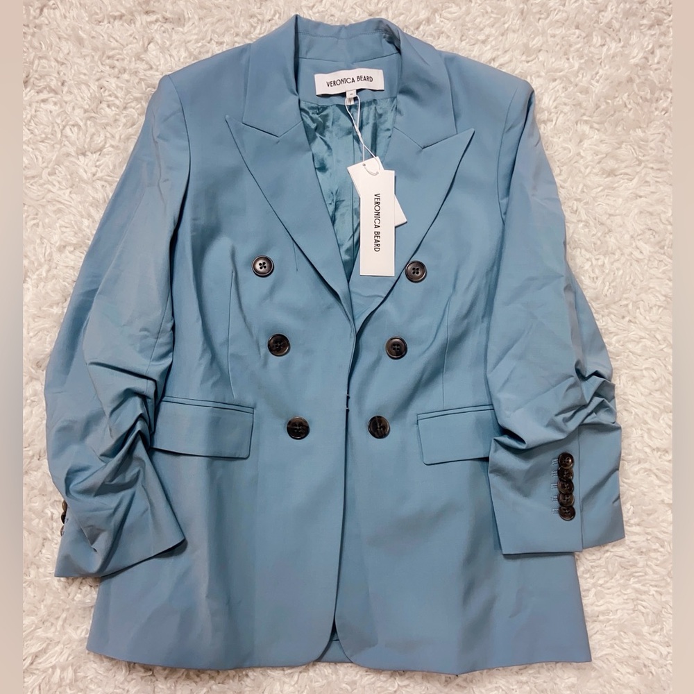 NWT $798 Veronica Beard Beacon Dickey Jacket in Sea Glass